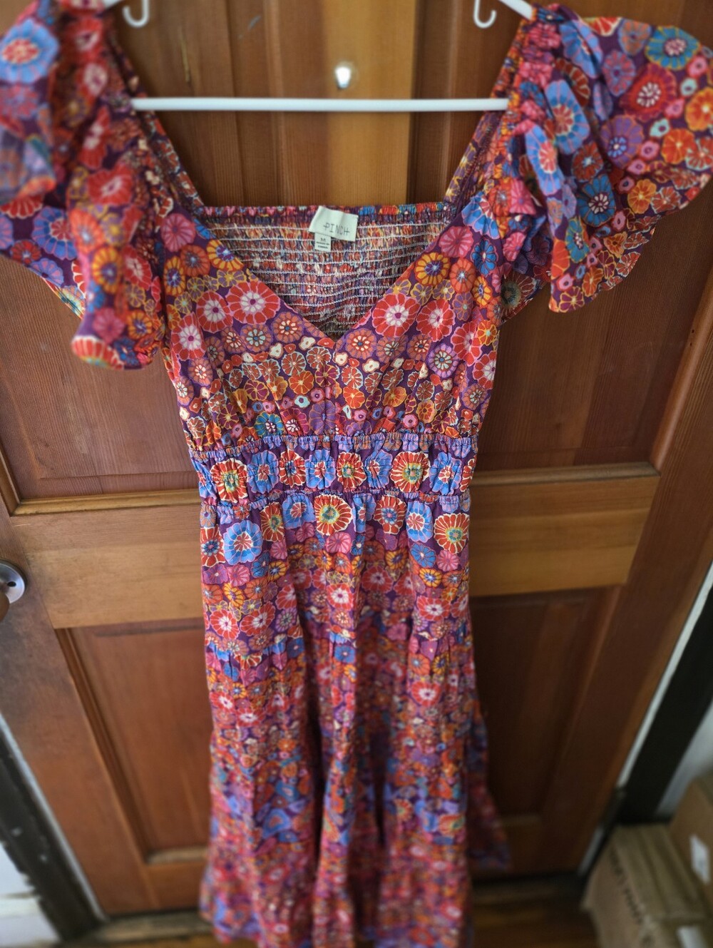 Pinch Floral Maxi Dress in Red and Blue